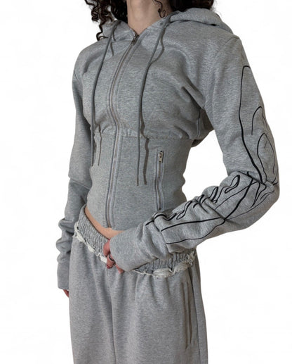 ZIP UP HOODIE - GREY